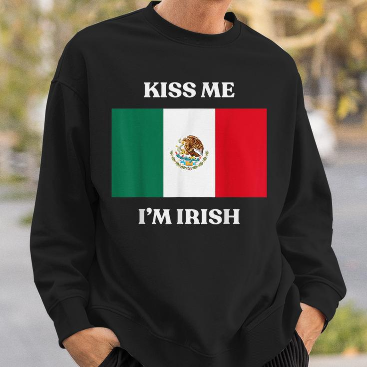 Kiss Me I'm Irish St Patrick's Irish Beer Mexico Flag Sweatshirt Gifts for Him