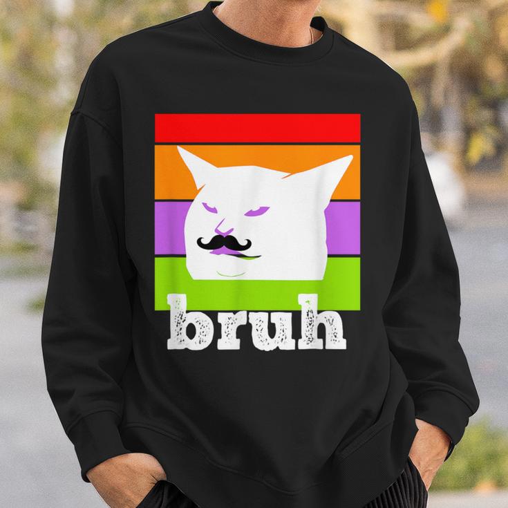 Meme Saying Bruh With Cat-Cinco De Mayo-Mexican Fiesta Sweatshirt Gifts for Him