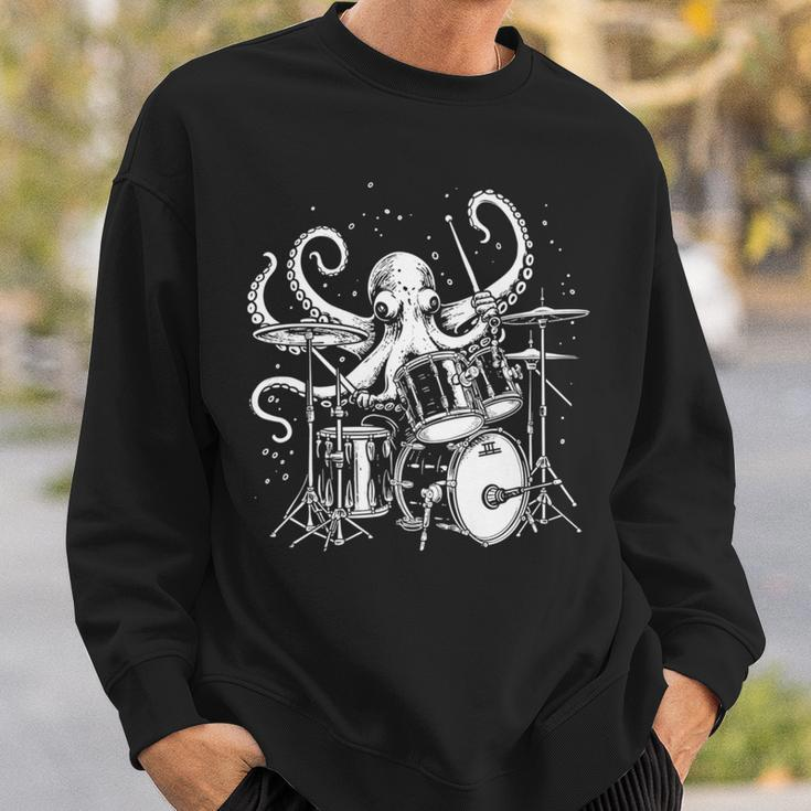 Octopus Playing Drums Drummer Musician Band Drumming Sweatshirt Gifts for Him
