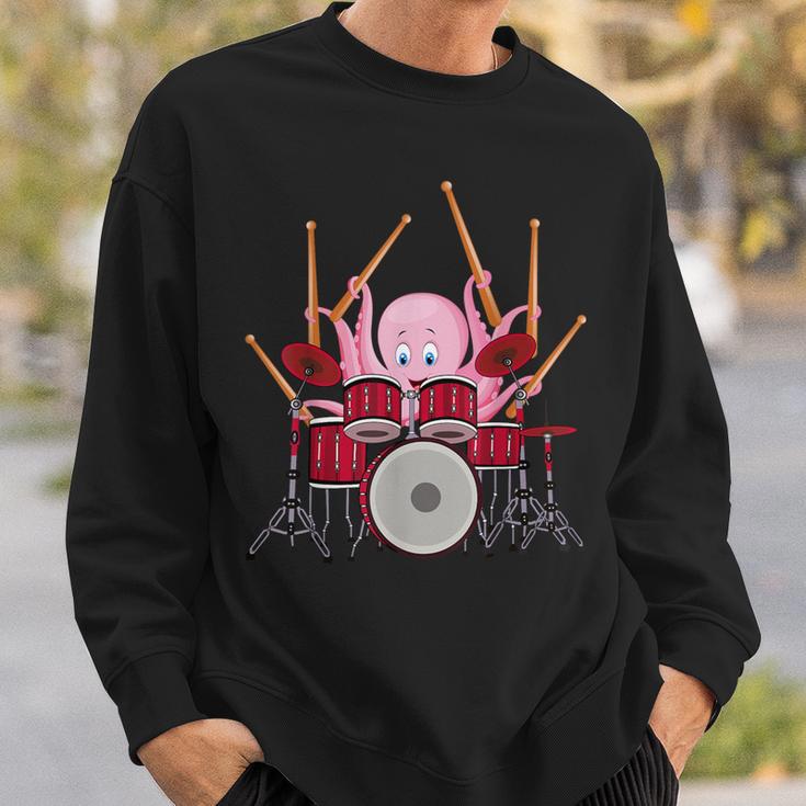 Octopus Playing Drums Musician Band Octopus Drummer Sweatshirt Gifts for Him