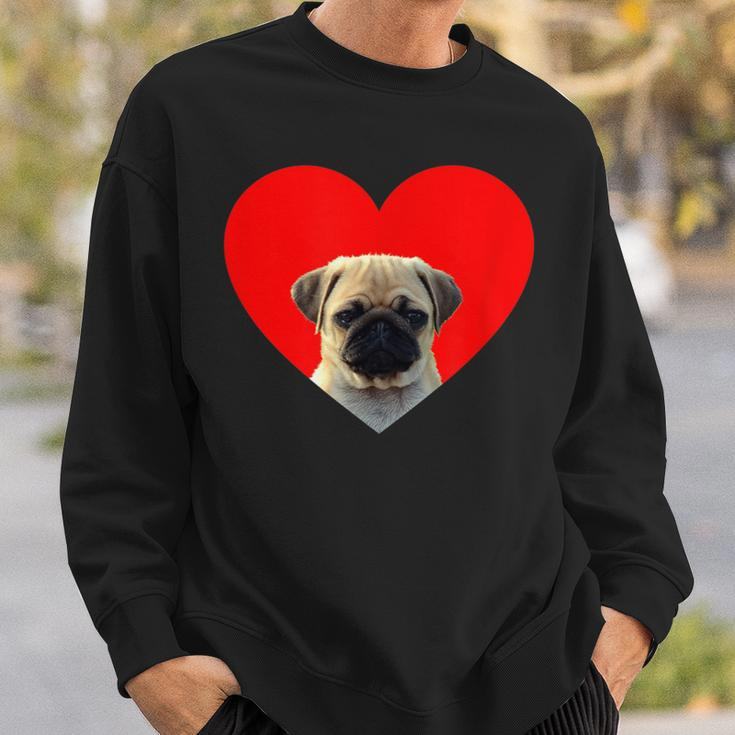 Pug Lover Dog Love Red Heart Father's Day Sweatshirt Gifts for Him