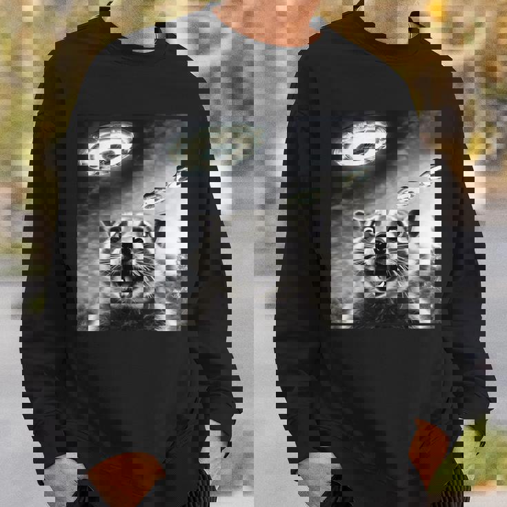 Raccoon Ufo Alien Selfie Photo Of Raccoon With Ufo Sweatshirt Gifts for Him
