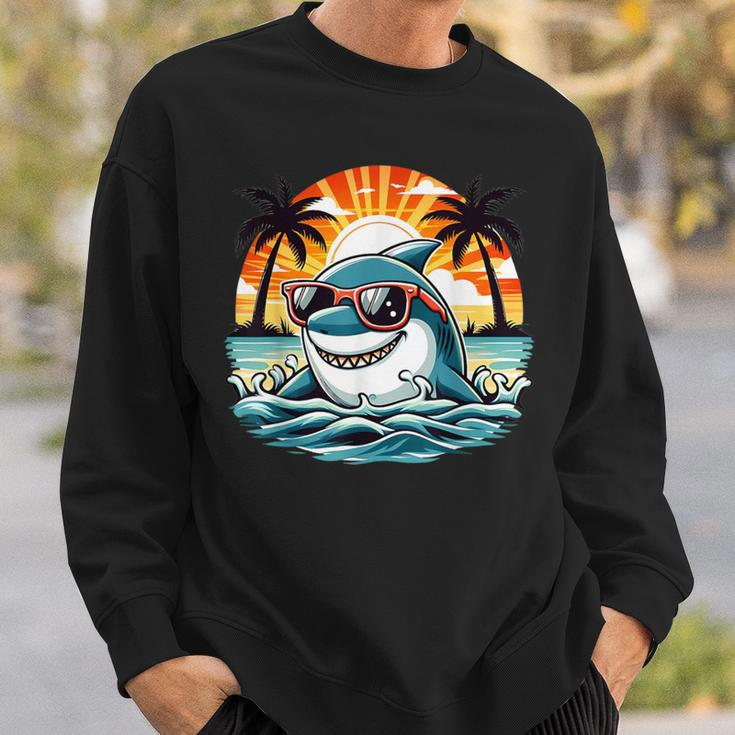 Retro Shark In Sunglasses 70S 80S 90S Cool Ocean Shark Sweatshirt Gifts for Him