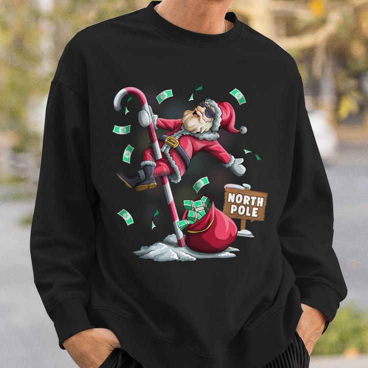 Santa North Pole Ugly Christmas Pole Dancer Santa Sweatshirt Gifts for Him