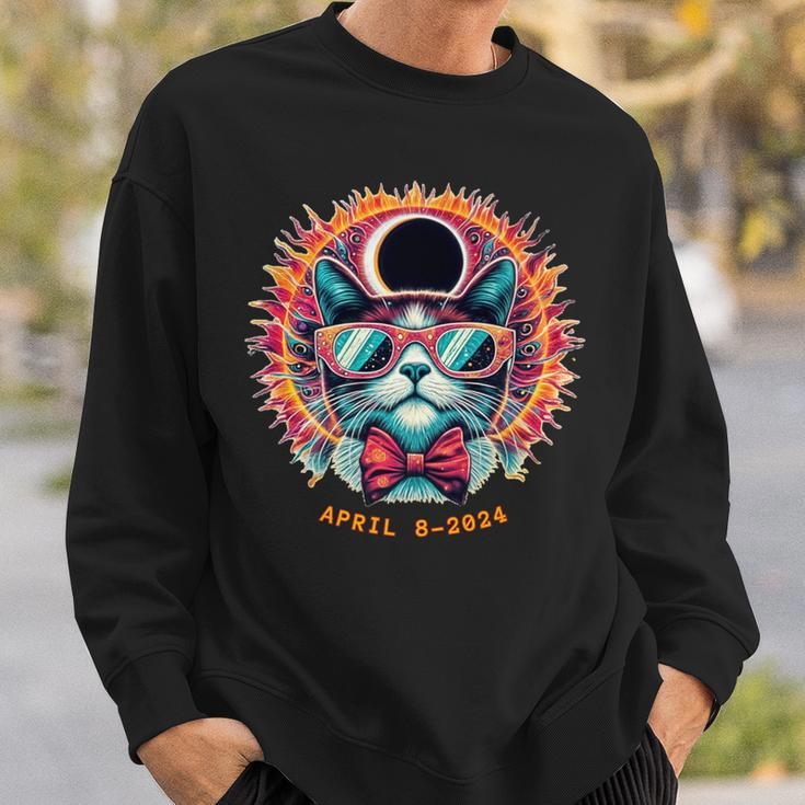 Solar Eclipse 2024 Cute Cats Glasses Lovers Moms Dads Sweatshirt Gifts for Him