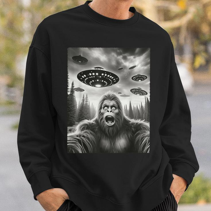 Space Meme Bigfoot Selfie With Ufos Sasquatch Alien Sweatshirt Gifts for Him
