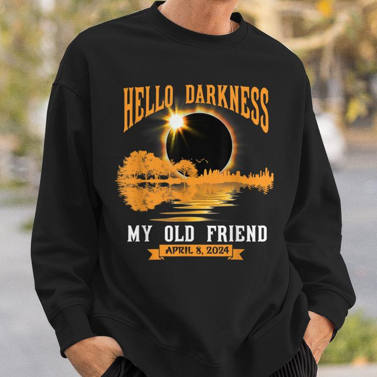 Total Solar Eclipse 2024 Hello Darkness My Old Friend Sweatshirt Gifts for Him