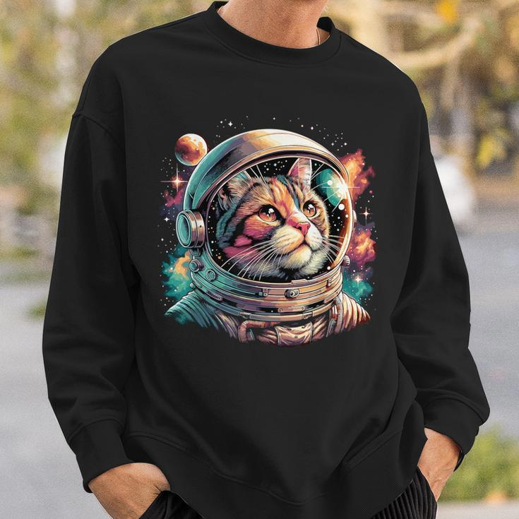 Galaxy Astronaut Cat Space Sweatshirt Gifts for Him