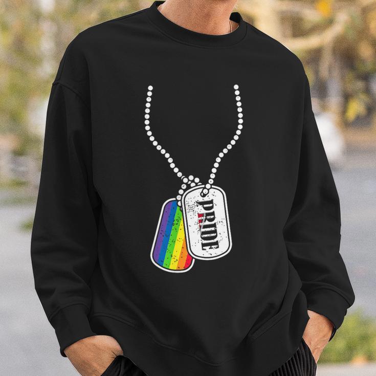 Gay Pride Flag Lgbt Military Dog Tag Sweatshirt Gifts for Him