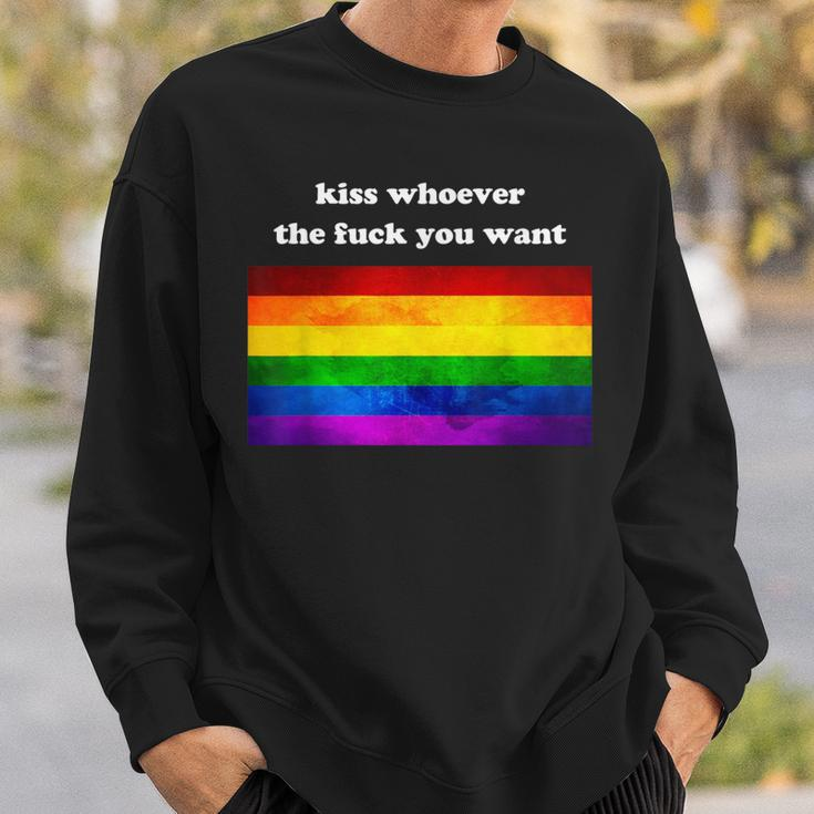Gay Pride Lgbt Kiss Whoever You Want Sweatshirt Gifts for Him