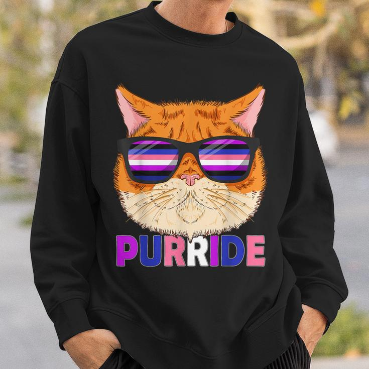 Genderfluid Purride Cat Kitten Sunglasses Gay Pride Sweatshirt Gifts for Him