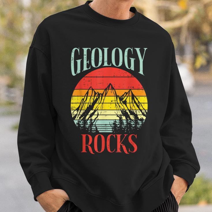 Geology Rocks Mountain Retro Science Pun Geologist Nerd Sweatshirt Gifts for Him