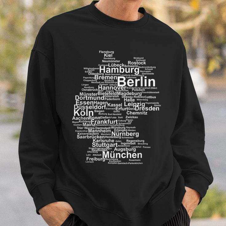 Germany Map Silhouette Towns Cities Berlin Hamburg Travel Sweatshirt Gifts for Him