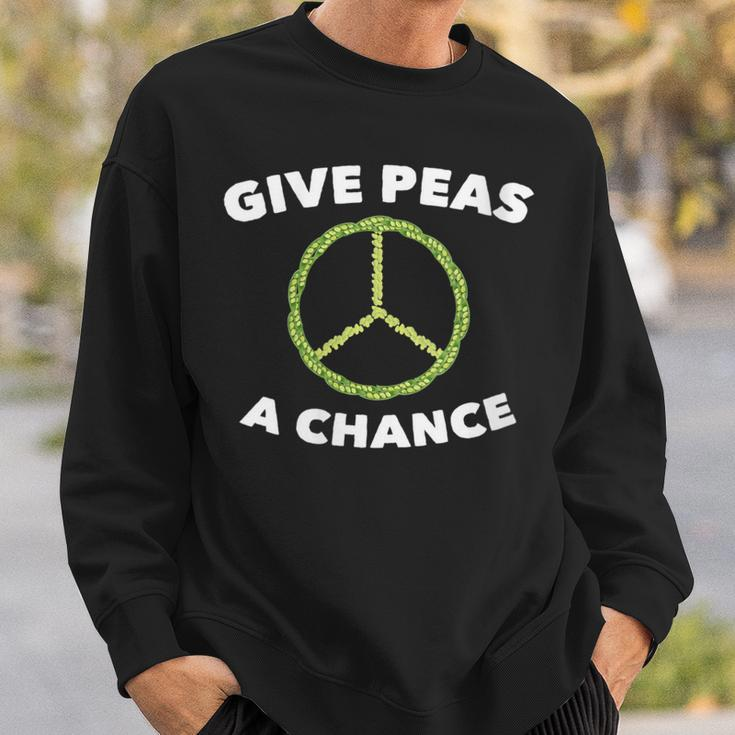 Give Peas A Chance Pun Vegan Vegetarian Sweatshirt Gifts for Him