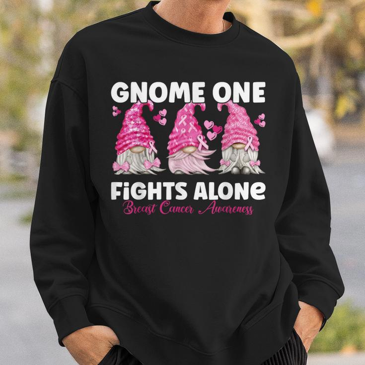 Gnome One Fights Alone Pink Breast Cancer Awareness Sweatshirt Gifts for Him