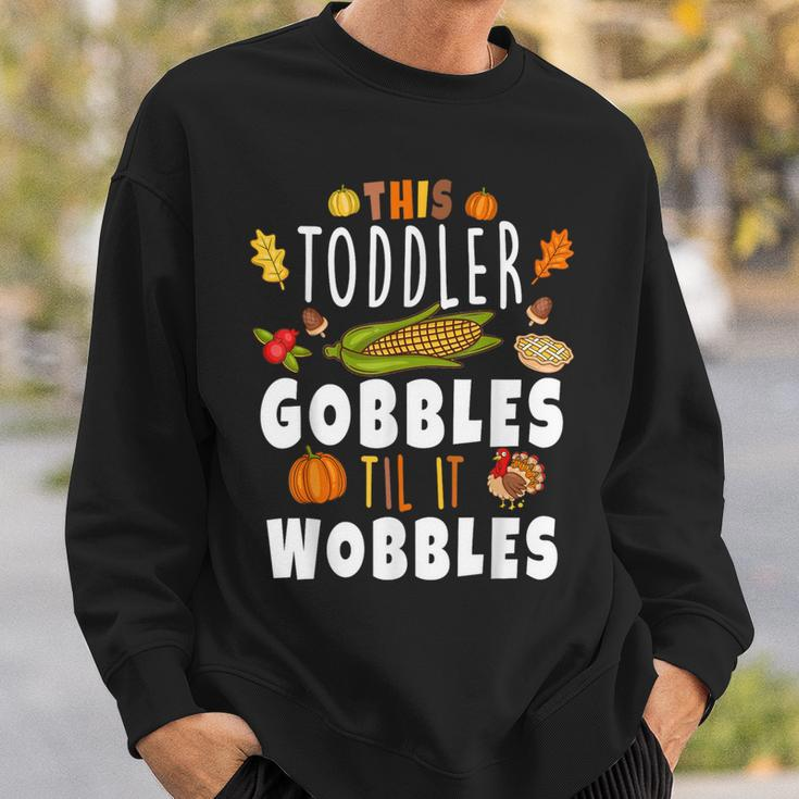 Gobble Till You Wobble Toddler Boys Thanksgiving Pumpkin Sweatshirt Gifts for Him