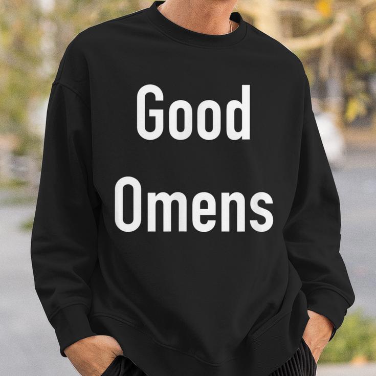 Good Omens Schwarz Sweatshirt mit Weißer Schrift Unisex, Engel & Dämon Design Geschenke für Ihn