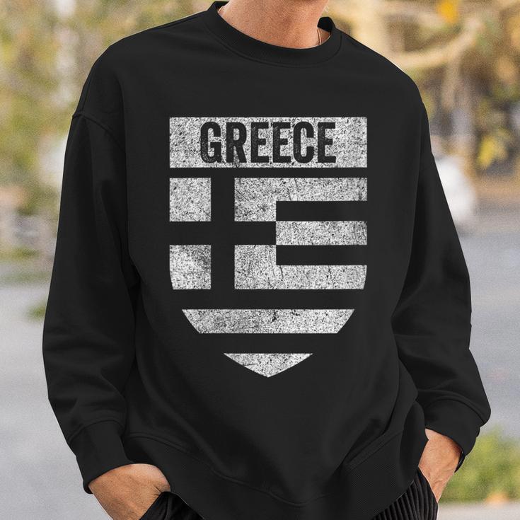 Greek Flag Cool Distressed Vintage Look Flag Of Greece Pride Sweatshirt Gifts for Him