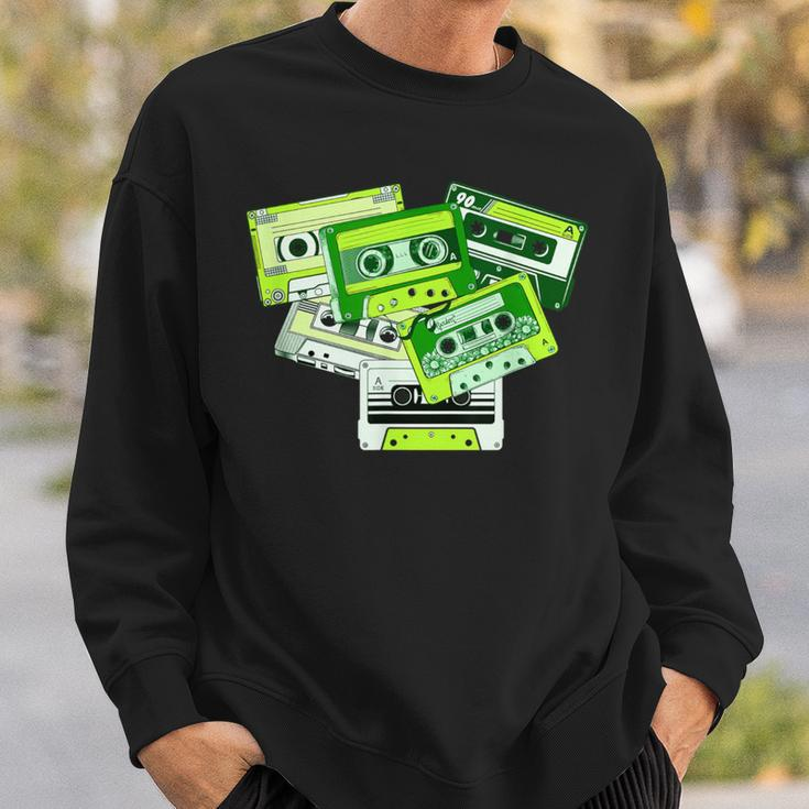 Green Tape Cassettes Classic Old School Green Color Graphic Sweatshirt Gifts for Him