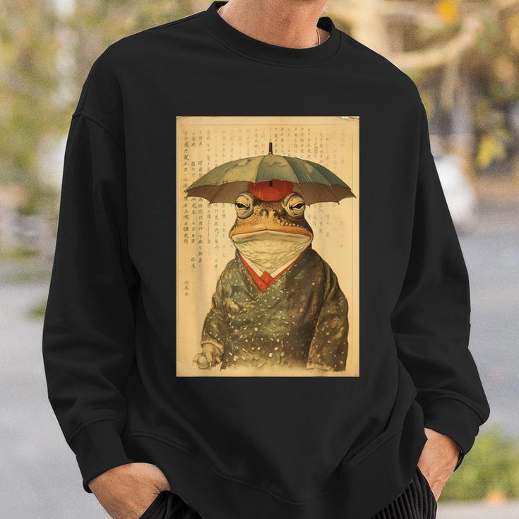 Grumpy Frog Unimpressed Toad Vintage Japanese Aesthetic Sweatshirt Gifts for Him