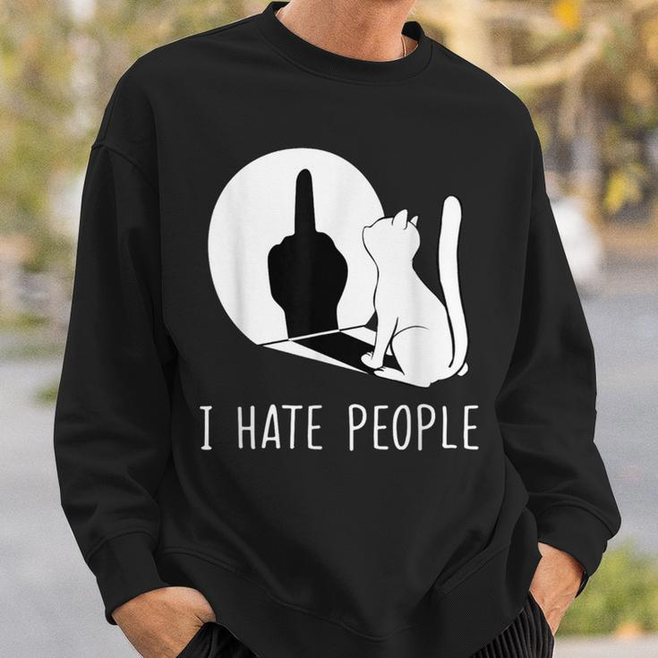 Grumpy Kitten Cats I Don't Like People Cat I Hate People Cat Sweatshirt Gifts for Him