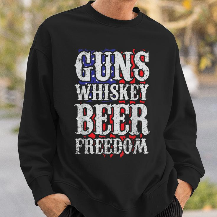 Guns Whisky Beer And Freedom Us Flag Sweatshirt Gifts for Him
