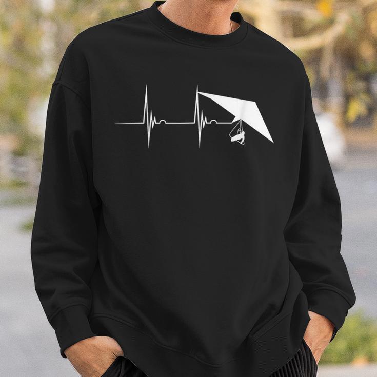 Hang Gliding Heartbeat Soaring Glider Ekg Pulseline Sweatshirt Gifts for Him