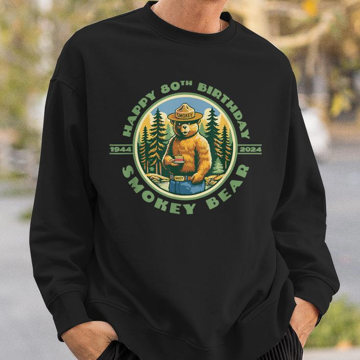 Happy 80Th Birthday Smokey Bear 1944-2024 Retro Cupcake Sweatshirt Gifts for Him