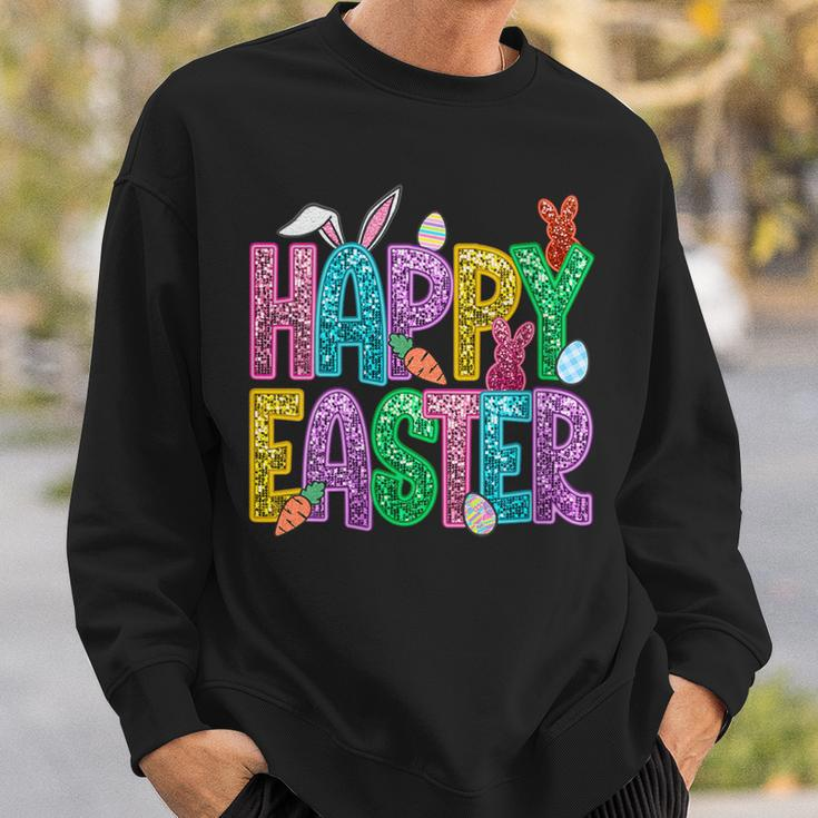 Happy Easter Bling Bling Sayings Egg Bunny Sweatshirt Gifts for Him