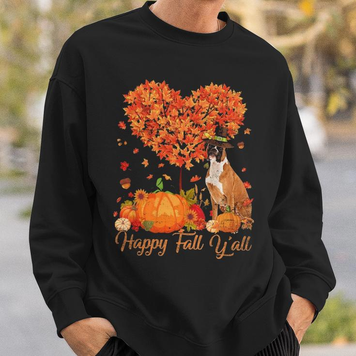 Happy Fall Y'all Boxer Dog Pumpkin Thanksgiving Sweatshirt Gifts for Him