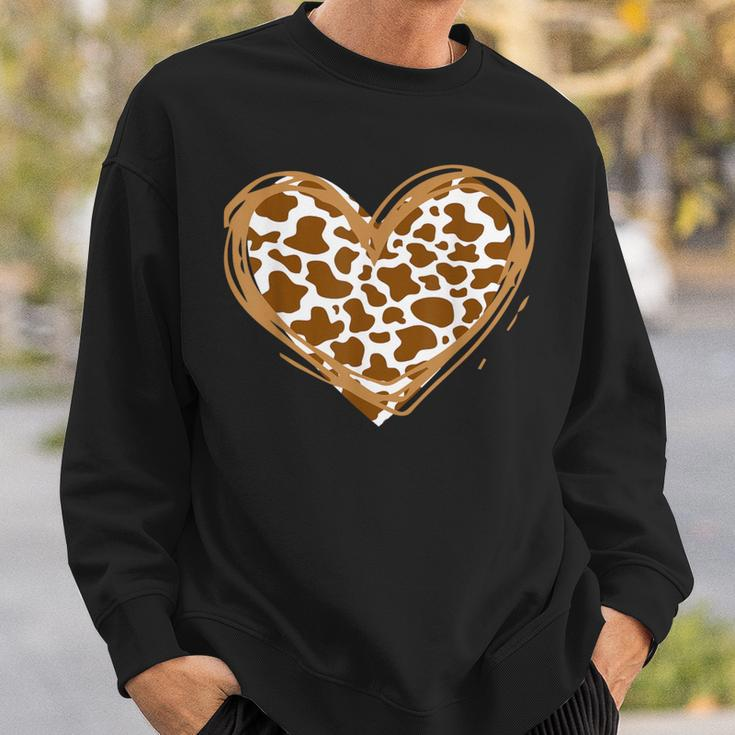 Heart Brown Cow Pattern For Cow Lover Sweatshirt Gifts for Him