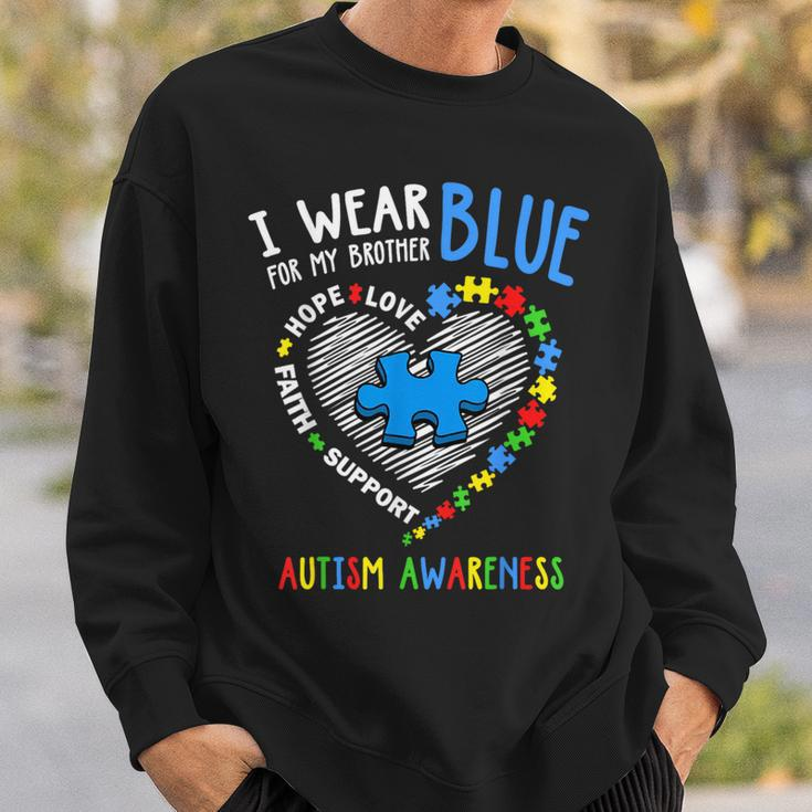 Heart I Wear Blue For My Brother Autism Awareness Month Sweatshirt Gifts for Him
