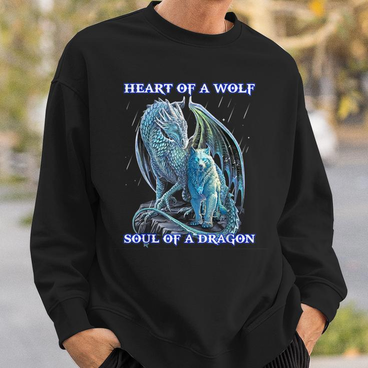 Heart Of Wolf Soul Of A Dragon Sweatshirt Gifts for Him