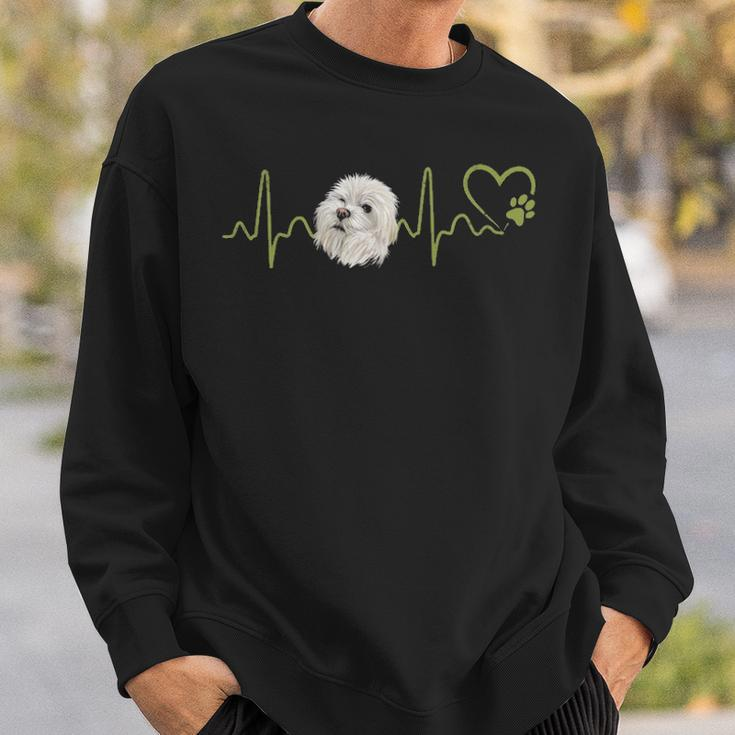 Heartbeat Maltese Dog Animal Rescue Lifeline Sweatshirt Gifts for Him