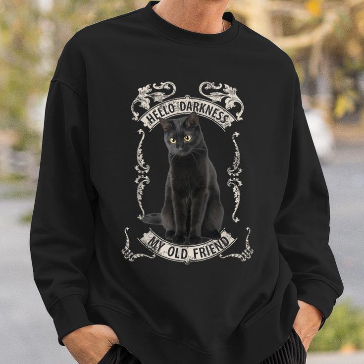 Hello Darkness My Old Friend Black Cat Lovers Music FanSweatshirt Gifts for Him