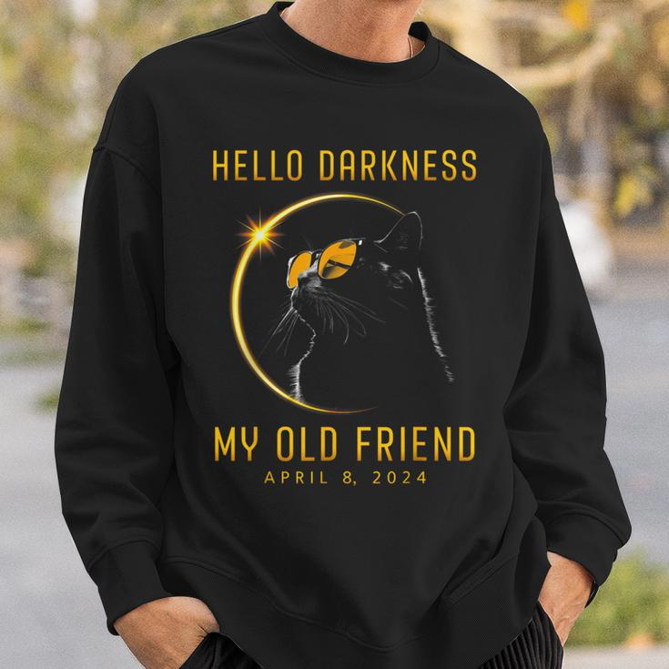 Hello Darkness My Old Friend Solar Eclipse 2024 Cat Lovers Sweatshirt Gifts for Him
