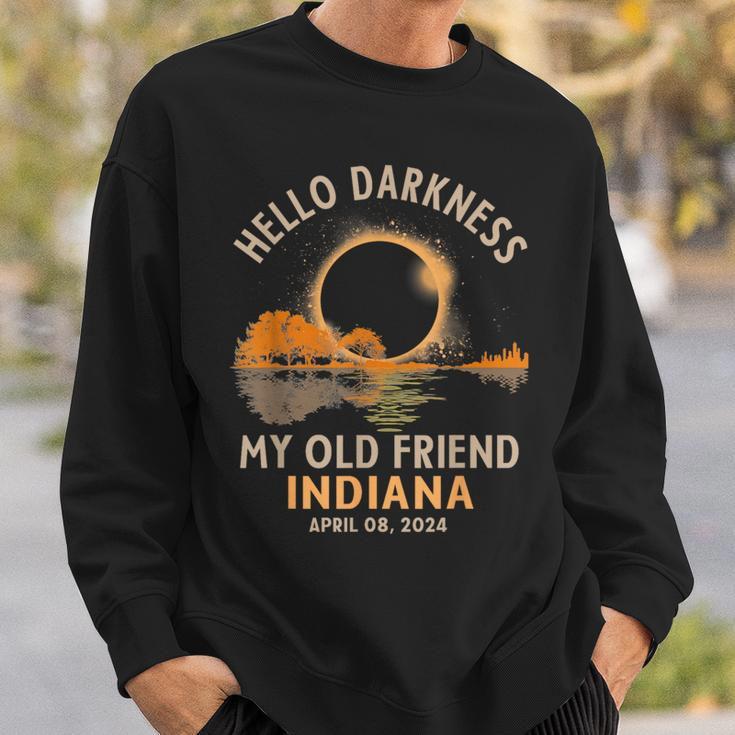 Hello Darkness My Old Friend Total Eclipse 2024 Indiana Sweatshirt Gifts for Him