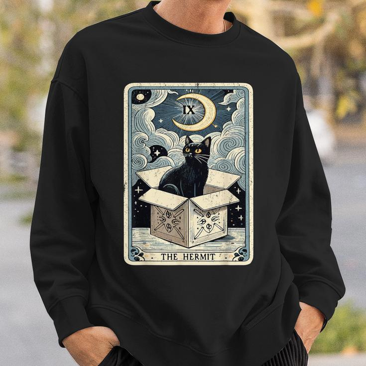 The Hermit Tarot Card Cat In Box Mystic Cat Sweatshirt Gifts for Him
