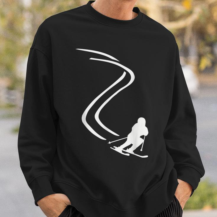 Herren Skifahrer Silhouette Sweatshirt Schwarz, Ski Motiv Tee Geschenke für Ihn