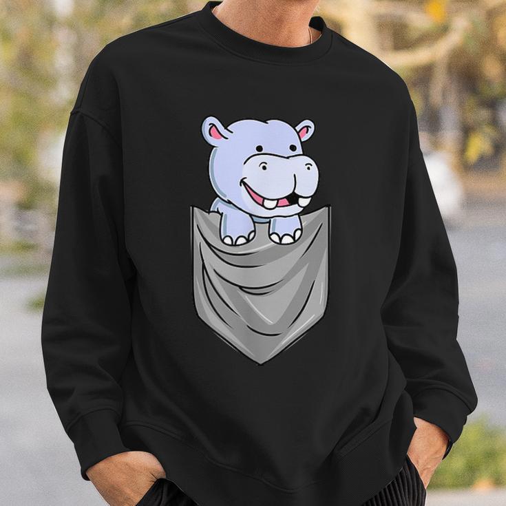 Hippo In Pocket Hippopotamus Sweatshirt Gifts for Him