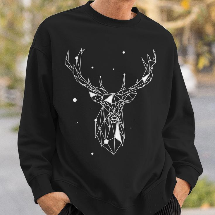 Hirsch Geometrisch Wildtier Black S Sweatshirt Geschenke für Ihn