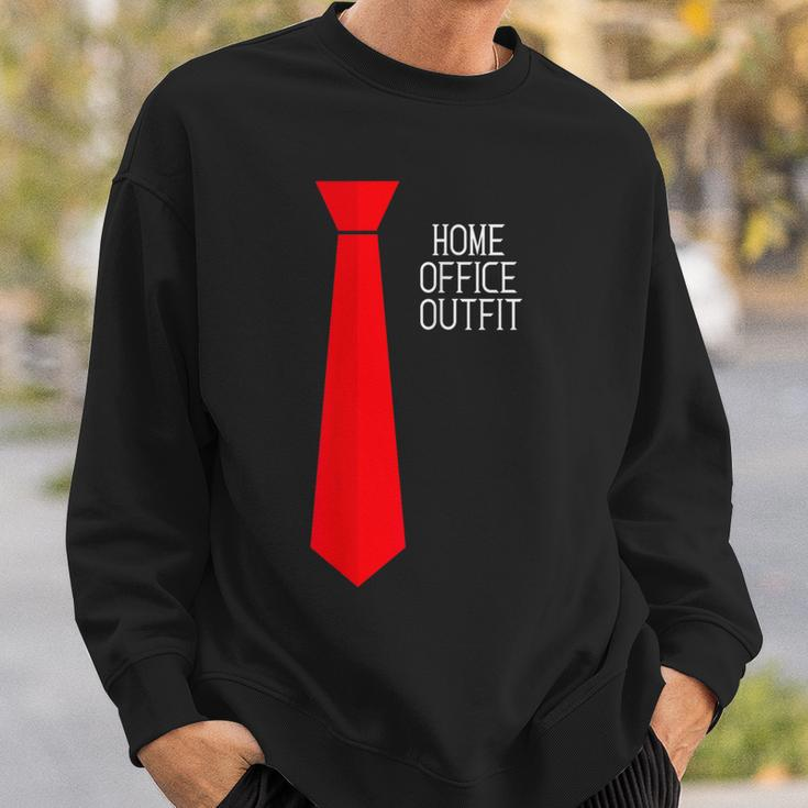 Home Office Outfit Red Tie Telecommute Working From Home Sweatshirt Gifts for Him