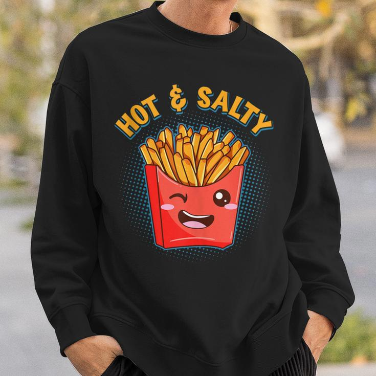 Hot & Salty Winking French Fries Flirtatious Lover Fast Food Sweatshirt Gifts for Him