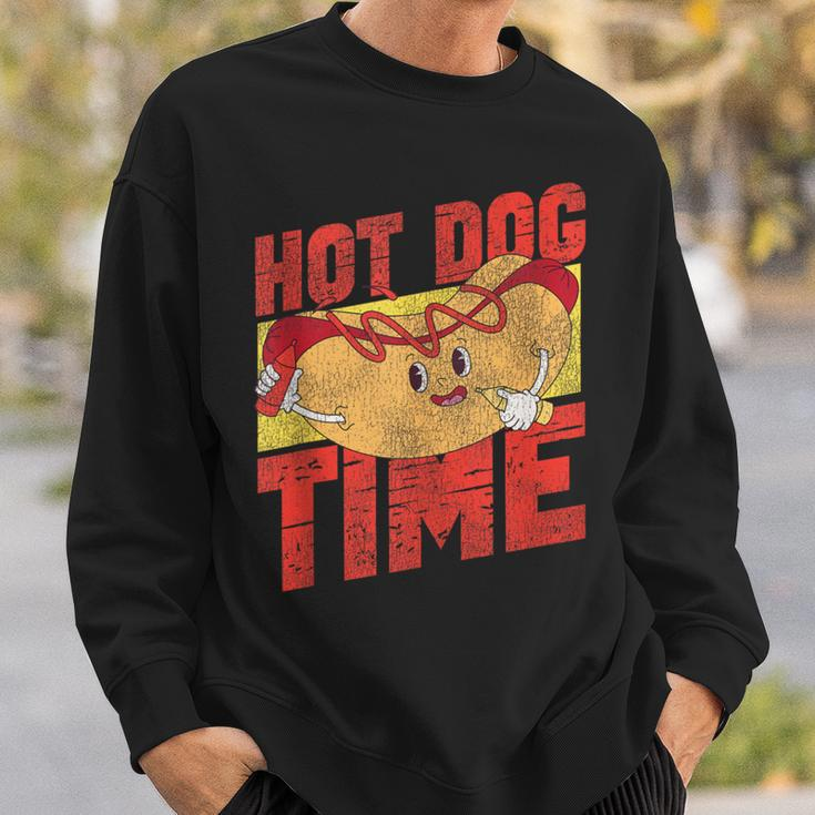 Hot Dog Adult Vintage Hot Dog Time Sweatshirt Gifts for Him