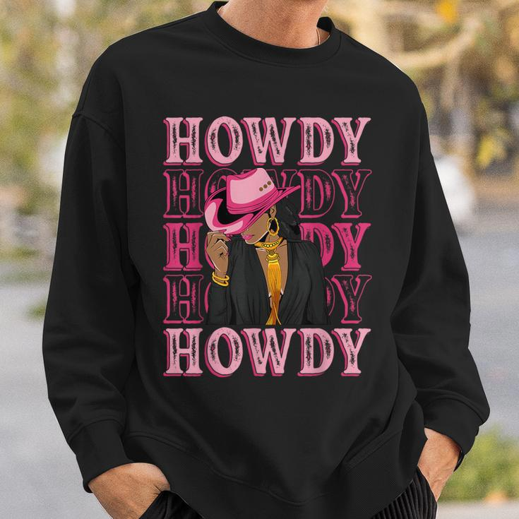 Howdy Retro Western Black Cowgirl African American Women Sweatshirt Gifts for Him