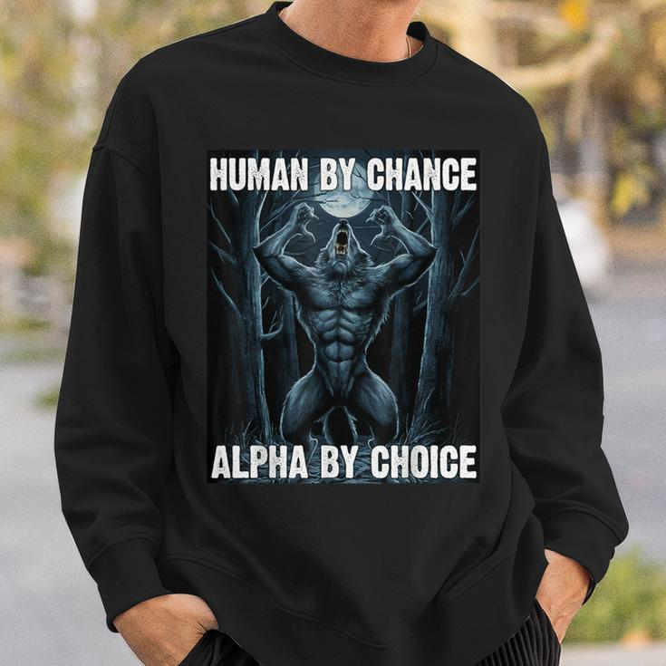 Human By Chance Alpha By Choice Alpha Wolf Women Sweatshirt Gifts for Him