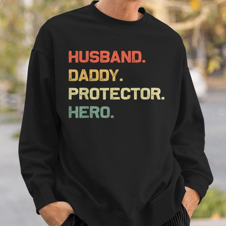 Husband Daddy Protector Hero Fathers Day Retro For Dad Sweatshirt Gifts for Him