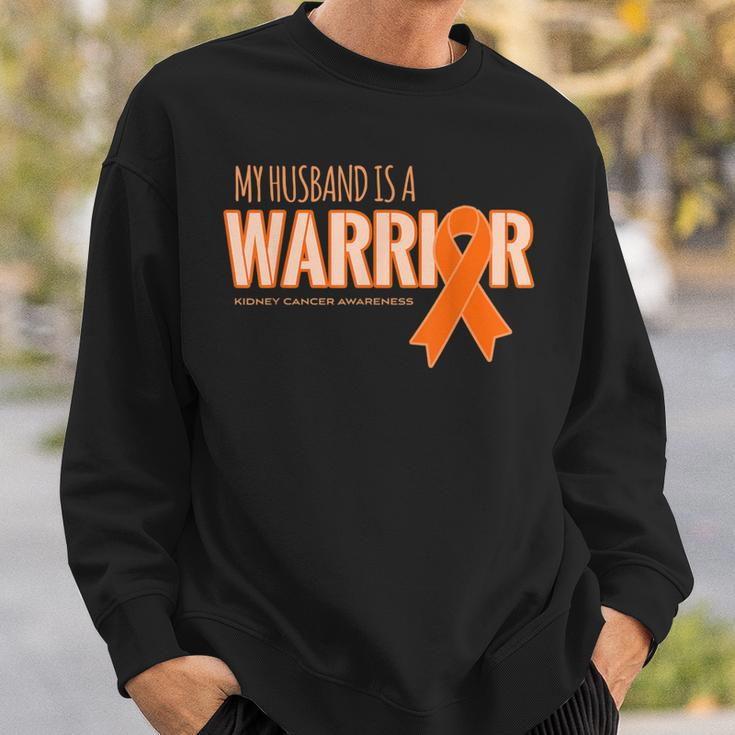 My Husband Is A Warrior Kidney Cancer Awareness Sweatshirt Gifts for Him