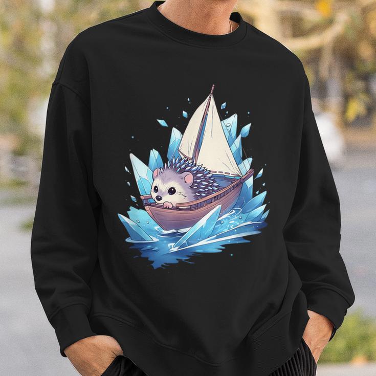 Ice Sailing Hedgehog Ice Sailing Ice Boating Yachting Sweatshirt Geschenke für Ihn