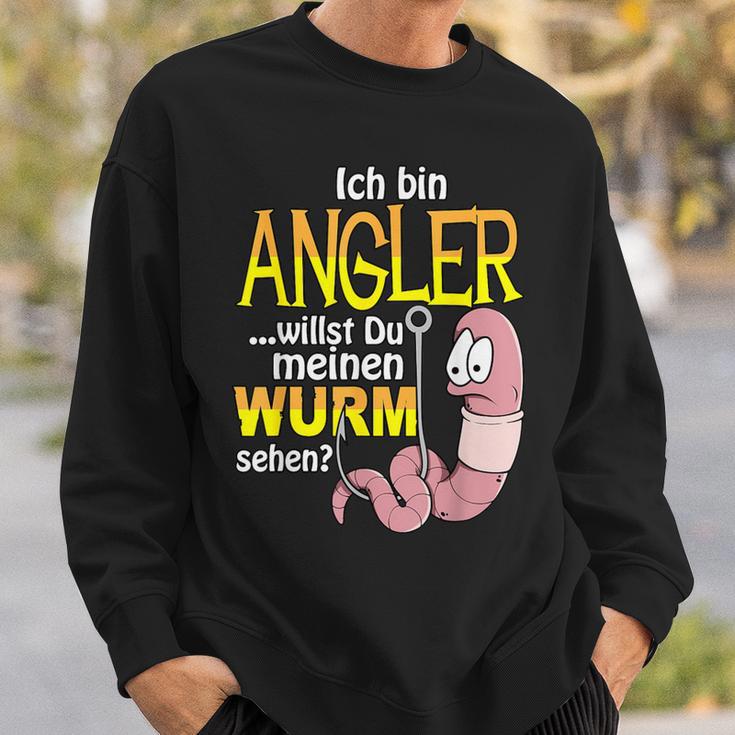 Ich Bin Angler, Willst Du Mein Wurm Sehen Sweatshirt, Schwarz Geschenke für Ihn